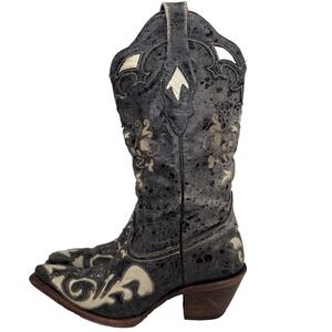 Corral Vintage Womens Boot‎ Size 6M Bone Lizard Overlay Pointy Toe C2116 Western